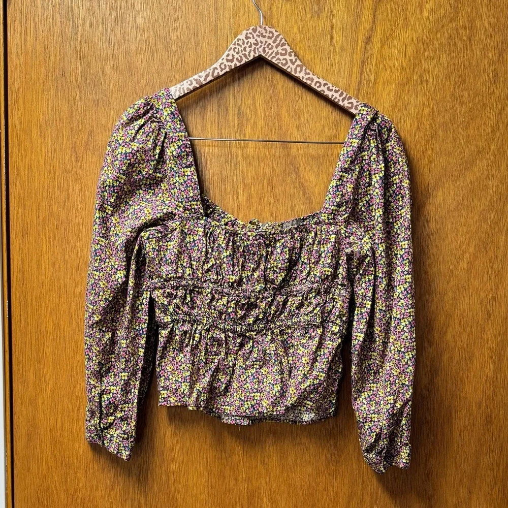 J. Crew Cinched-Waist Organic Cotton Top Liberty Fabric Busy Izzy Floral 12
